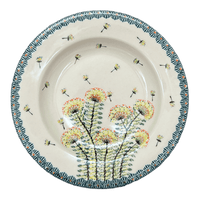 A picture of a Polish Pottery Zaklady Soup Plate (Dandelions) | Y1419A-DU201 as shown at PolishPotteryOutlet.com/products/9-25-soup-plate-dandelions-y1419a-du201