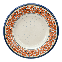 A picture of a Polish Pottery Zaklady Soup Plate (Orange Wreath) | Y1419A-DU52 as shown at PolishPotteryOutlet.com/products/9-25-soup-plate-orange-wreath-y1419a-du52