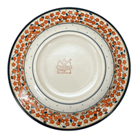 A picture of a Polish Pottery Zaklady Soup Plate (Orange Wreath) | Y1419A-DU52 as shown at PolishPotteryOutlet.com/products/9-25-soup-plate-orange-wreath-y1419a-du52