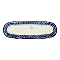 A picture of a Polish Pottery Zaklady 17.5" x 6" Oval Platter (Spring Swirl) | Y1430A-A1073A as shown at PolishPotteryOutlet.com/products/17-5-x-6-oval-platter-spring-swirl-y1430a-a1073a