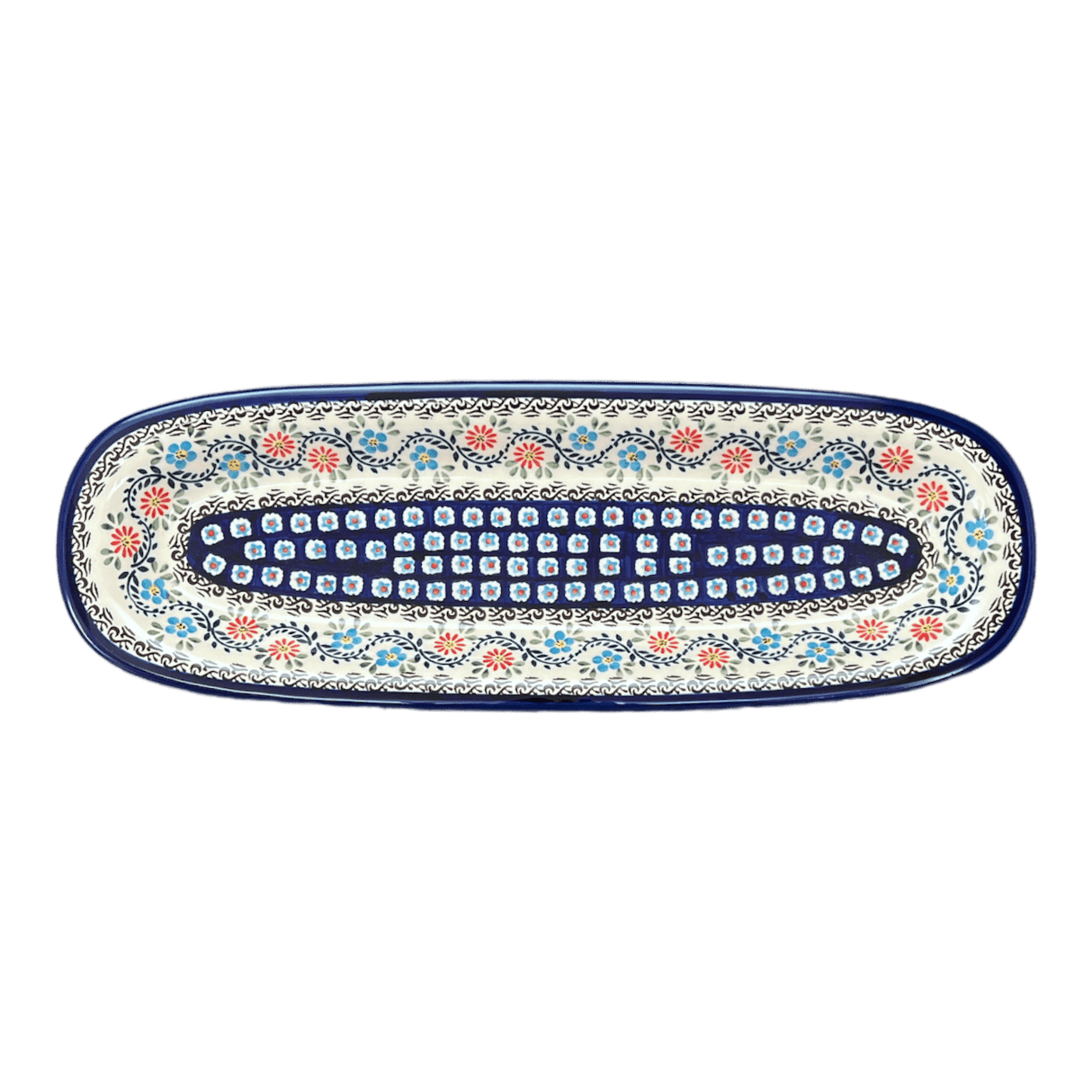 Platter, Oval, 17.5" x 6" in "Climbing Aster" by Zaklady | Y1430A-A1145A