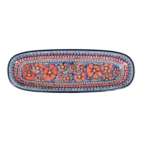 Polish Pottery 17.5" x 6" Oval Platter (Exotic Reds) | Y1430A-ART150 Additional Image at PolishPotteryOutlet.com
