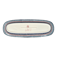 A picture of a Polish Pottery Zaklady 17.5" x 6" Oval Platter (Exotic Reds) | Y1430A-ART150 as shown at PolishPotteryOutlet.com/products/medium-oval-tray-exotic-reds-y1430a-art150