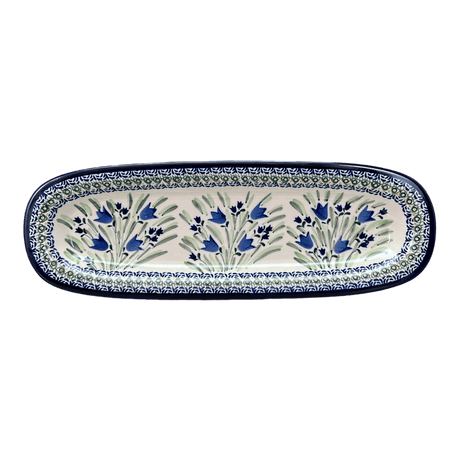 Platter, Oval, 17.5" x 6" in "Blue Tulips" by Zaklady | Y1430A-ART160