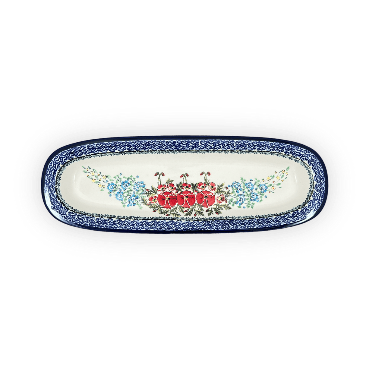 Platter, Oval, 17.5" x 6" in "Floral Crescent" by Zaklady | Y1430A-ART237