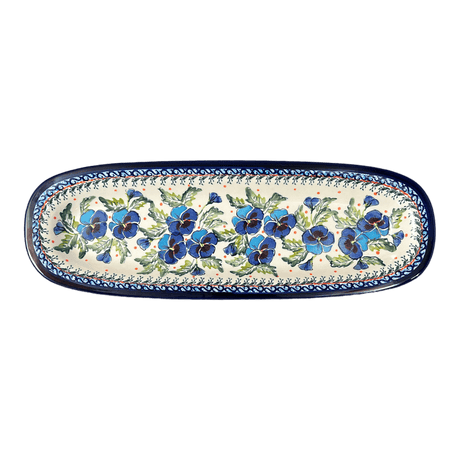 Platter, Oval, 17.5" x 6" in "Pansies in Bloom" by Zaklady | Y1430A-ART277