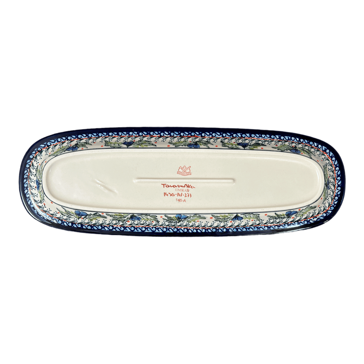 Platter, Oval, 17.5" x 6" in "Pansies in Bloom" by Zaklady | Y1430A-ART277