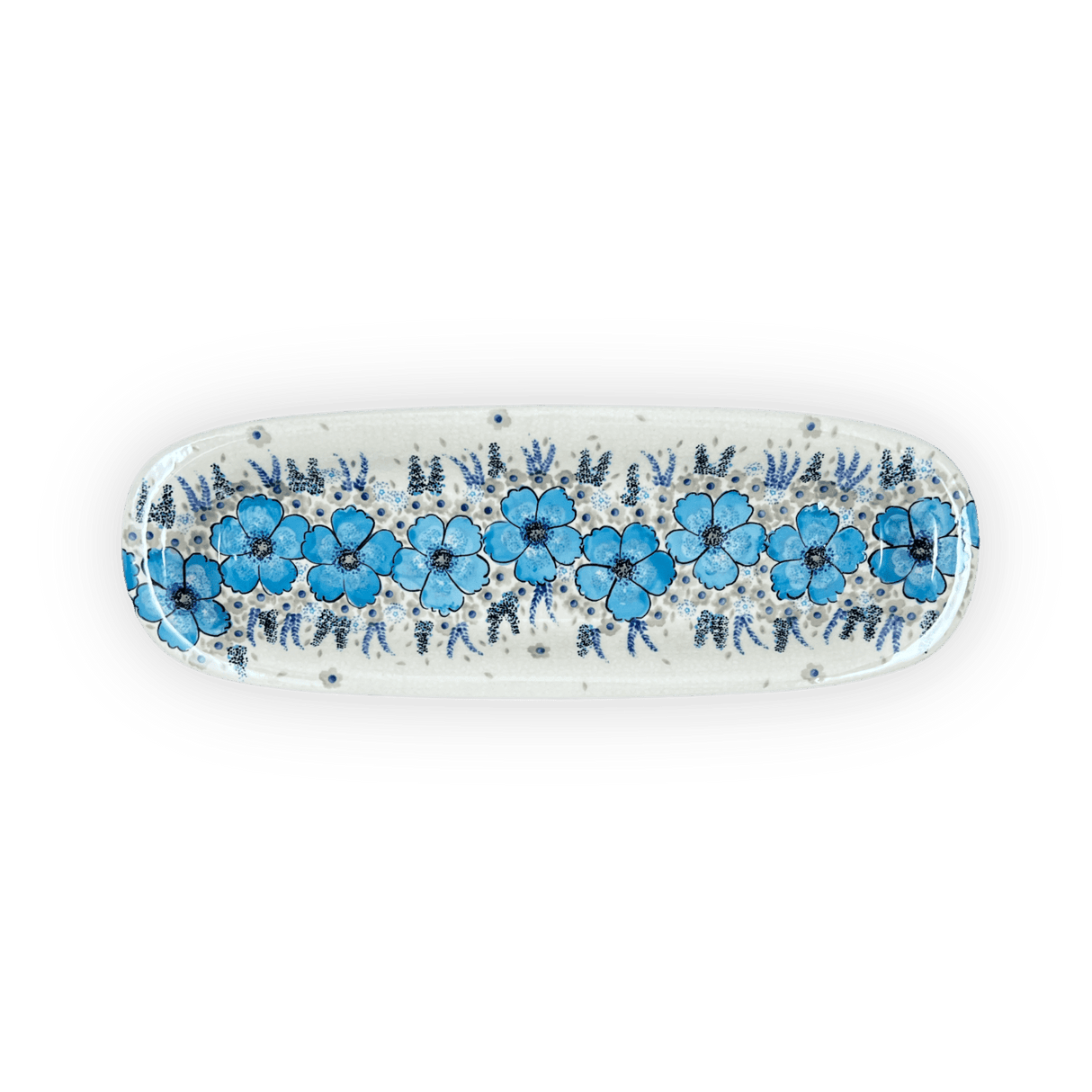 Platter, Oval, 17.5" x 6" in "Something Blue" by Zaklady | Y1430A-ART374