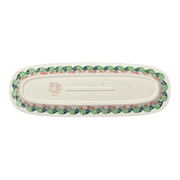 A picture of a Polish Pottery Platter, Oval, 17.5" x 6" in "Raspberry Delight" by Zaklady | Y1430A-D1170 as shown at PolishPotteryOutlet.com/products/medium-oval-tray-raspberry-delight-y1430a-d1170