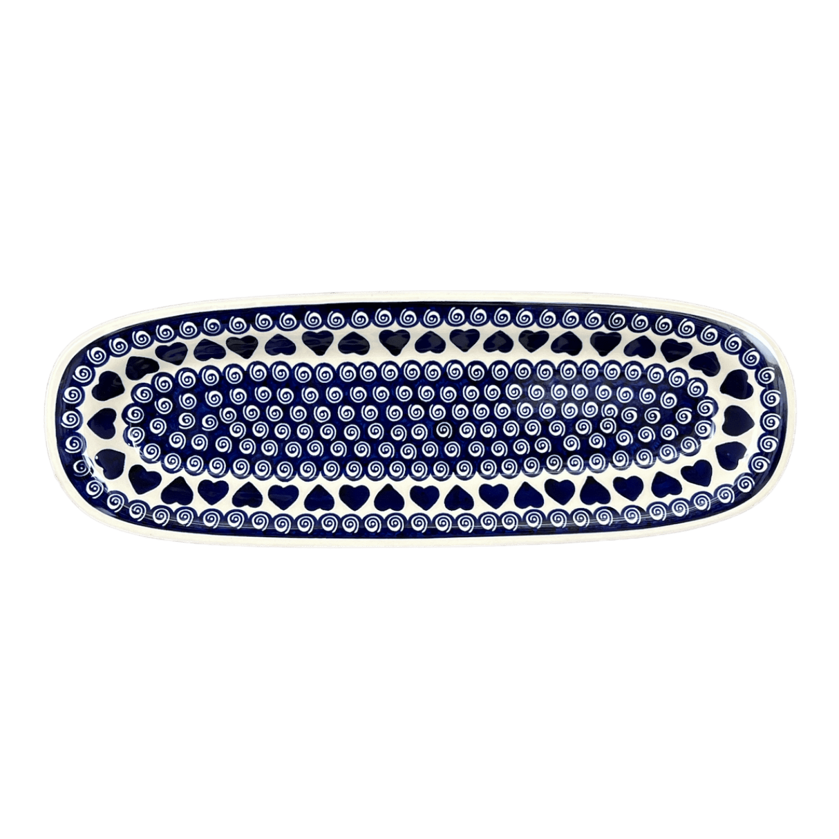 Platter, Oval, 17.5" x 6" in "Swirling Hearts" by Zaklady | Y1430A-D467