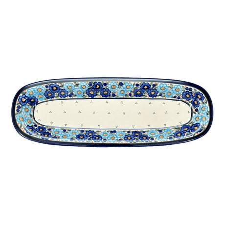 Platter, Oval, 17.5" x 6" in "Garden Party Blues" by Zaklady | Y1430A-DU50