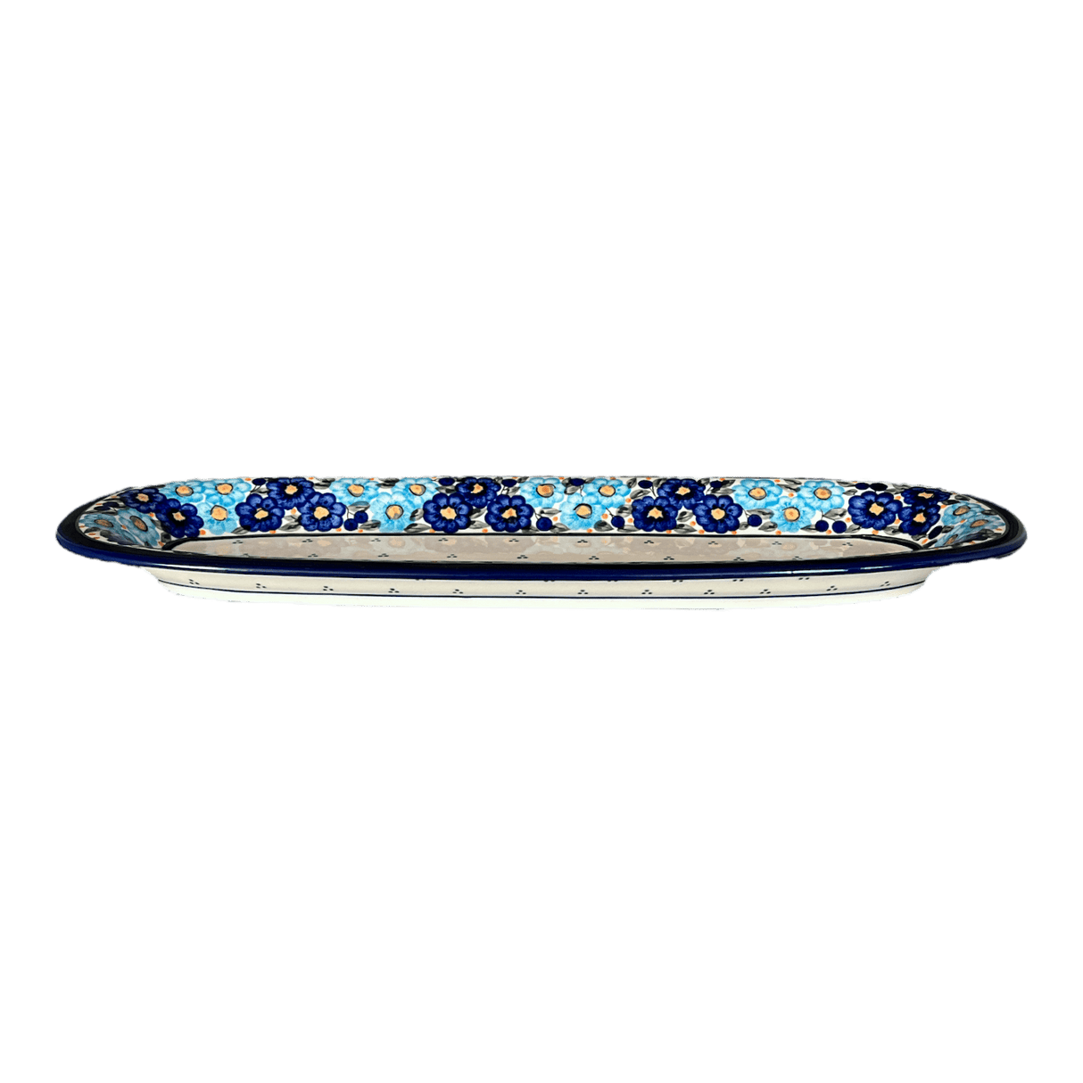 Platter, Oval, 17.5" x 6" in "Garden Party Blues" by Zaklady | Y1430A-DU50