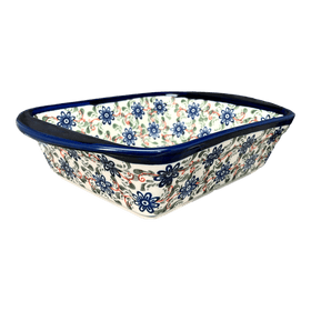Polish Pottery Zaklady 8" x 12" Small Lasagna Baker With Handles (Swirling Flowers) | Y1444A-A1197A Additional Image at PolishPotteryOutlet.com