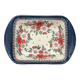 Polish Pottery Zaklady 8" x 12" Small Lasagna Baker With Handles (Cosmic Cosmos) | Y1444A-ART326 Additional Image at PolishPotteryOutlet.com