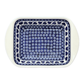 Polish Pottery Zaklady 8" x 12" Small Lasagna Baker With Handles (Swirling Hearts) | Y1444A-D467 Additional Image at PolishPotteryOutlet.com