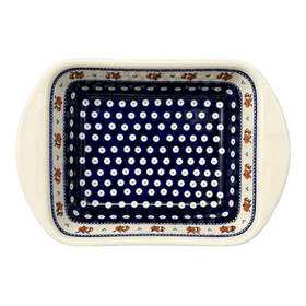 Polish Pottery Zaklady 8" x 12" Small Lasagna Baker With Handles (Persimmon Dot) | Y1444A-D479 Additional Image at PolishPotteryOutlet.com