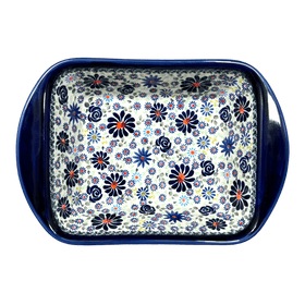 Polish Pottery 8" x 12" Small Lasagna Baker With Handles (Floral Explosion) | Y1444A-DU126 Additional Image at PolishPotteryOutlet.com