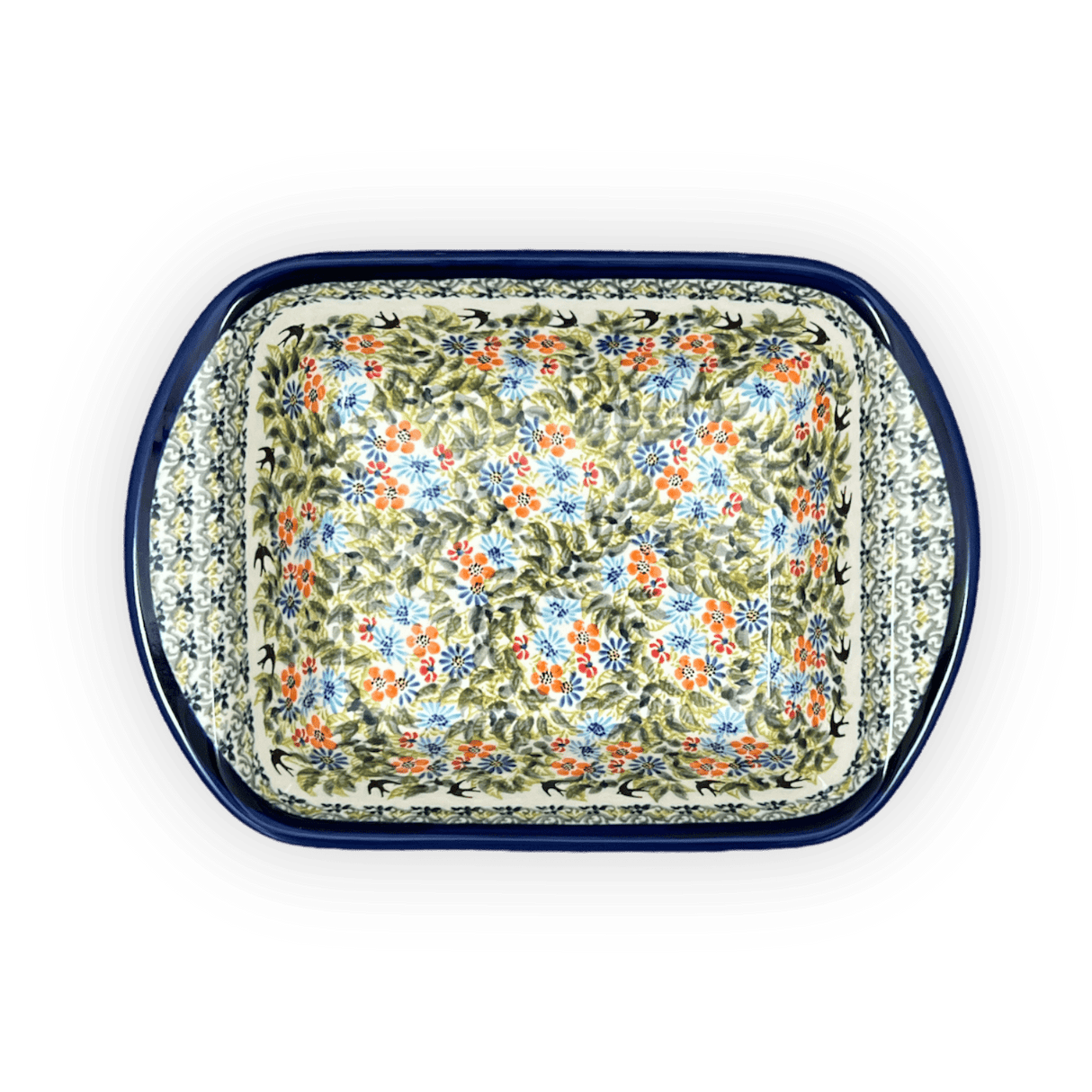 Baker, Lasagna, Handles, 8" x 12" Small in "Floral Swallows" by Zaklady | Y1444A-DU182