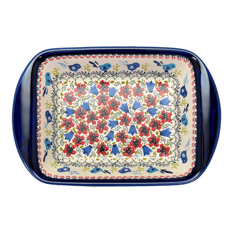 Pan, Lasagna, Handles, 9.25" x 14" in "Circling Bluebirds" by Zaklady | Y1445A-ART214