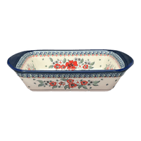 A picture of a Polish Pottery 9.25" x 14" Lasagna Pan W/Handles (Cosmic Cosmos) | Y1445A-ART326 as shown at PolishPotteryOutlet.com/products/zaklady-large-lasagna-cosmic-cosmos-y1445a-art326