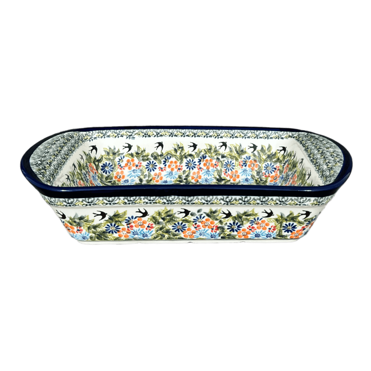 Pan, Lasagna, Handles, 9.25" x 14" in "Floral Swallows" by Zaklady | Y1445A-DU182