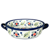 Polish Pottery Zaklady Small Round Casserole W/Handles (Mountain Flower) | Y1454A-A1109A at PolishPotteryOutlet.com