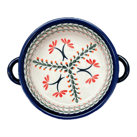 Polish Pottery Zaklady 7.5" Round Stew Dish (Scarlet Stitch) | Y1454A-A1158A Additional Image at PolishPotteryOutlet.com