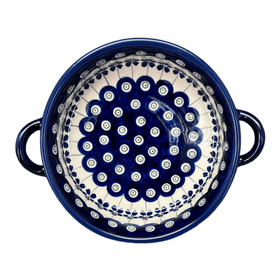 Polish Pottery Small Round Casserole W/Handles (Petite Floral Peacock) | Y1454A-A166A Additional Image at PolishPotteryOutlet.com