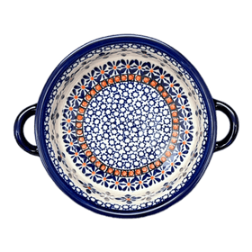 Polish Pottery Zaklady 7.5" Round Stew Dish (Blue Mosaic Flower) | Y1454A-A221A Additional Image at PolishPotteryOutlet.com