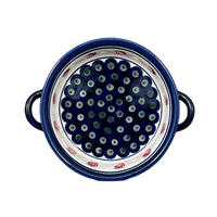 A picture of a Polish Pottery Dish, Stew, Round, 7.5" in "Strawberry Dot" by Zaklady | Y1454A-A310A as shown at PolishPotteryOutlet.com/products/7-5-round-stew-dish-strawberry-dot-y1454a-a310a