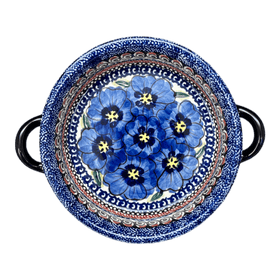 Polish Pottery Small Round Casserole W/Handles (Bloomin' Sky) | Y1454A-ART148 Additional Image at PolishPotteryOutlet.com