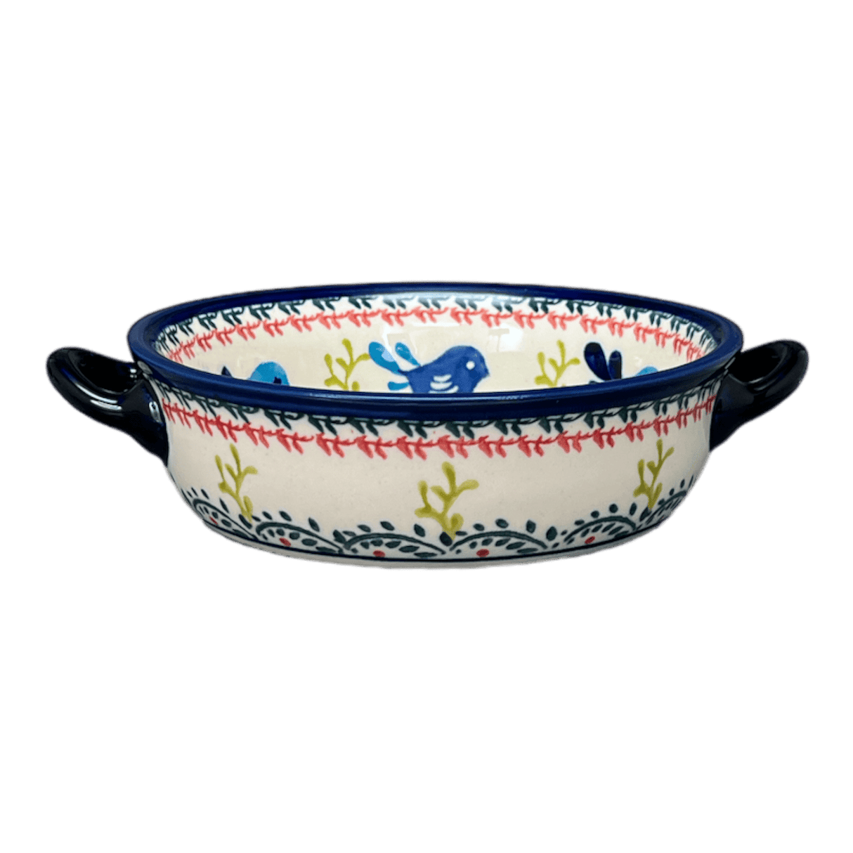 Dish, Stew, Round, 7.5" in "Circling Bluebirds" by Zaklady | Y1454A-ART214