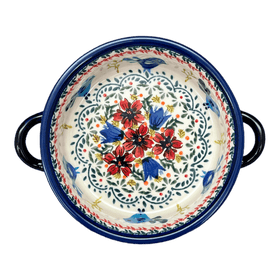 Polish Pottery Zaklady 7.5" Round Stew Dish (Circling Bluebirds) | Y1454A-ART214 Additional Image at PolishPotteryOutlet.com