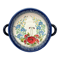 A picture of a Polish Pottery Dish, Stew, Round, 7.5" in "Floral Crescent" by Zaklady | Y1454A-ART237 as shown at PolishPotteryOutlet.com/products/7-5-round-stew-dish-floral-crescent-y1454a-art237