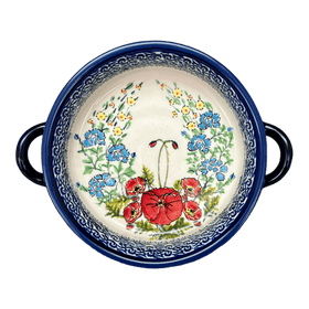Polish Pottery Zaklady 7.5" Round Stew Dish (Floral Crescent) | Y1454A-ART237 Additional Image at PolishPotteryOutlet.com