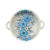A picture of a Polish Pottery Zaklady 7.5" Round Stew Dish (Something Blue) | Y1454A-ART374 as shown at PolishPotteryOutlet.com/products/7-5-round-stew-dish-something-blue-y1454a-art374