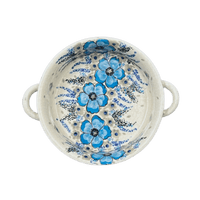 A picture of a Polish Pottery Dish, Stew, Round, 7.5" in "Something Blue" by Zaklady | Y1454A-ART374 as shown at PolishPotteryOutlet.com/products/7-5-round-stew-dish-something-blue-y1454a-art374