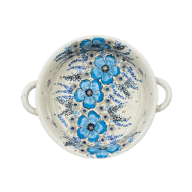 Polish Pottery Zaklady 7.5" Round Stew Dish (Something Blue) | Y1454A-ART374 Additional Image at PolishPotteryOutlet.com