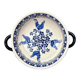 Polish Pottery Zaklady 7.5" Round Stew Dish (Rooster Blues) | Y1454A-D1149 Additional Image at PolishPotteryOutlet.com