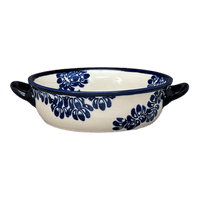 A picture of a Polish Pottery Zaklady 7.5" Round Stew Dish (Blue Floral Vines) | Y1454A-D1210A as shown at PolishPotteryOutlet.com/products/7-5-round-stew-dish-blue-floral-vines-y1454a-d1210a