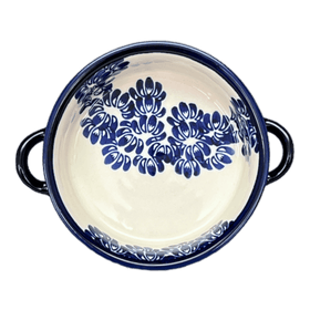 Polish Pottery Zaklady 7.5" Round Stew Dish (Blue Floral Vines) | Y1454A-D1210A Additional Image at PolishPotteryOutlet.com