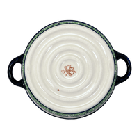 A picture of a Polish Pottery Small Round Casserole W/Handles (Lilac Garden) | Y1454A-DU155 as shown at PolishPotteryOutlet.com/products/stew-dish-du155-y1454a-du155