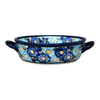 Polish Pottery Small Round Casserole W/Handles (Garden Party Blues) | Y1454A-DU50 at PolishPotteryOutlet.com