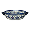 Polish Pottery Small Round Casserole W/Handles (Emerald Mosaic) | Y1454A-DU60 at PolishPotteryOutlet.com