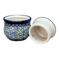 A picture of a Polish Pottery Butter Crock (Spring Swirl) | Y1512-A1073A as shown at PolishPotteryOutlet.com/products/butter-crock-spring-swirl-y1512-a1073a