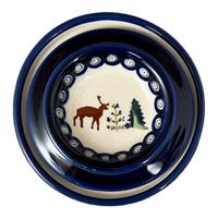 A picture of a Polish Pottery Butter Crock (Evergreen Moose) | Y1512-A992A as shown at PolishPotteryOutlet.com/products/butter-crock-evergreen-moose-y1512-a992a