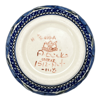A picture of a Polish Pottery Zaklady Butter Crock (Bloomin' Sky) | Y1512-ART148 as shown at PolishPotteryOutlet.com/products/butter-crock-bloomin-sky-y1512-art148