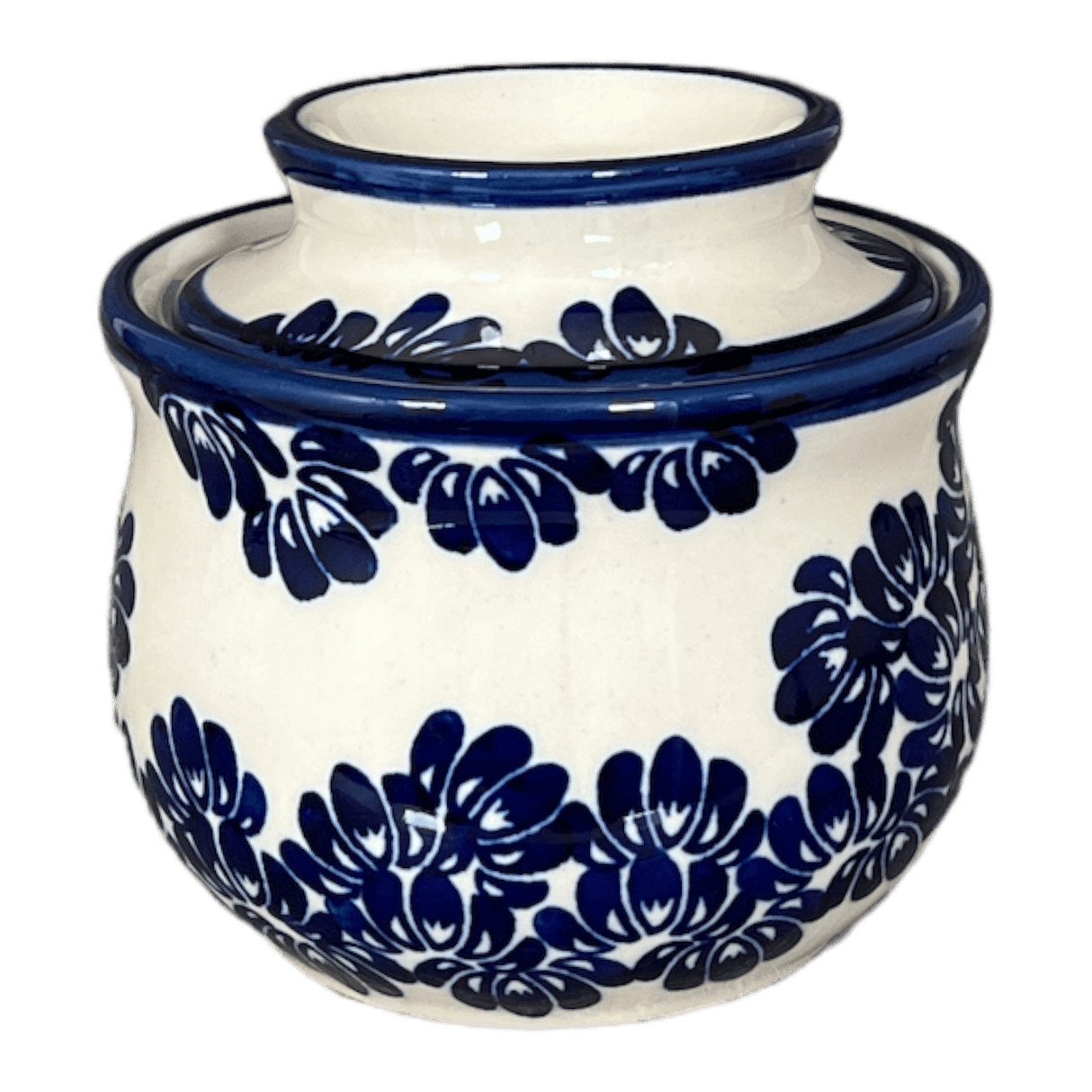 Butter Crock, 4.5" x 3.5" in "Blue Floral Vines" by Zaklady | Y1512-D1210A