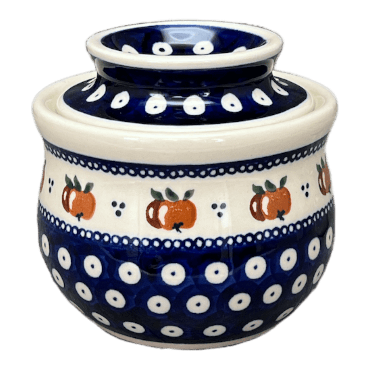 Butter Crock, 4.5" x 3.5" in "Persimmon Dot" by Zaklady | Y1512-D479