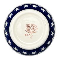 A picture of a Polish Pottery Zaklady Butter Crock (Stars & Stripes) | Y1512-D81 as shown at PolishPotteryOutlet.com/products/butter-crock-stars-stripes-y1512-d81